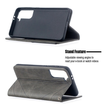 For Samsung Galaxy S21 5G Rhombus Texture Horizontal Flip Magnetic Leather Case with Holder & Card Slots(Grey) by buy2fix