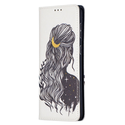 For Samsung Galaxy S21+ 5G Colored Drawing Pattern Invisible Magnetic Horizontal Flip PU Leather Case with Holder & Card Slots & Wallet(Girl) by buy2fix