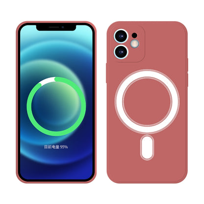 For iPhone 11 Pro Max Silicone Full Coverage Shockproof Magsafe Case (Scarlet Red) by buy2fix