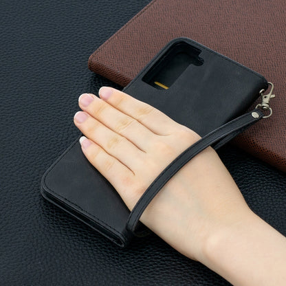 For Samsung Galaxy S21+ 5G Lambskin Texture Pure Color Horizontal Flip PU Leather Case with Holder & Card Slots & Wallet & Lanyard(Black) by buy2fix