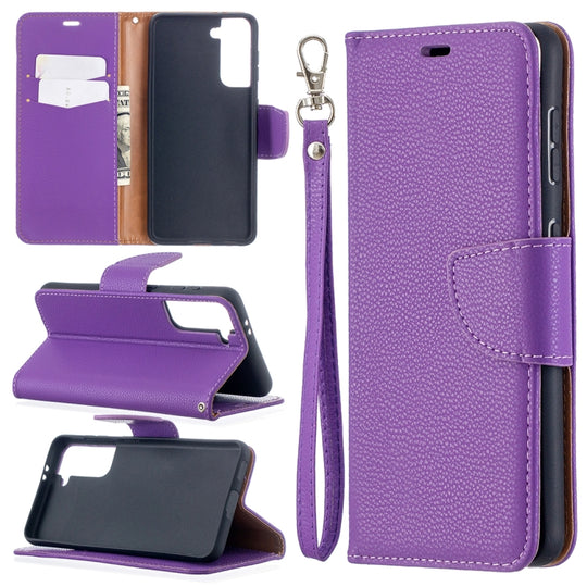 For Samsung Galaxy S21 5G Litchi Texture Pure Color Horizontal Flip Leather Case with Holder & Card Slots & Wallet & Lanyard(Purple)