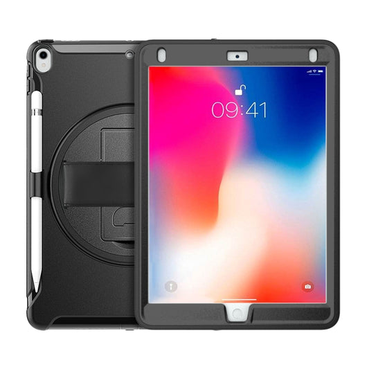For iPad Pro 10.5 inch 360 Degree Rotation PC+TPU Protective Cover with Holder & Hand Strap(Black) by buy2fix