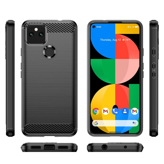 For Google Pixel 5 Brushed Texture Carbon Fiber TPU Case(Black) by buy2fix