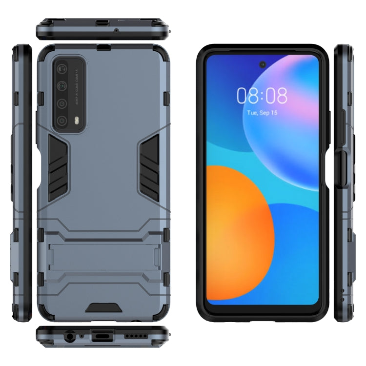 For Huawei P smart 2021 PC + TPU Shockproof Protective Case with Holder(Navy Blue) by buy2fix