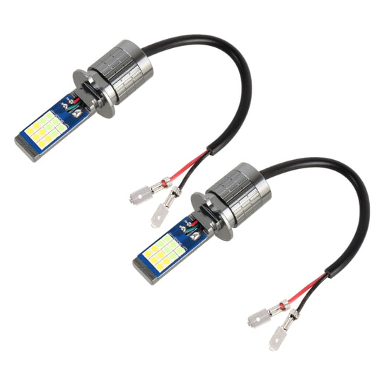 H3 2 PCS DC12-24V / 10,5W Phares antibrouillard doubles couleurs pour voiture avec 24LED SMD-3030 et courant constant, emballage en boîte (lumière blanche + lumière bleu glacier)
