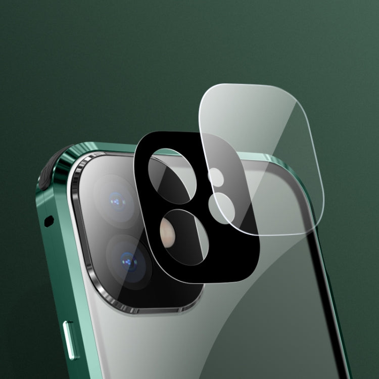 For iPhone 11 Pro Max Four-corner Shockproof Anti-peeping Magnetic Metal Frame Double-sided Tempered Glass Case (Black) by buy2fix