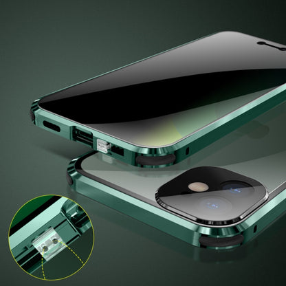 For iPhone 12 Pro Four-corner Shockproof Anti-peeping Magnetic Metal Frame Double-sided Tempered Glass Case(Black) by buy2fix