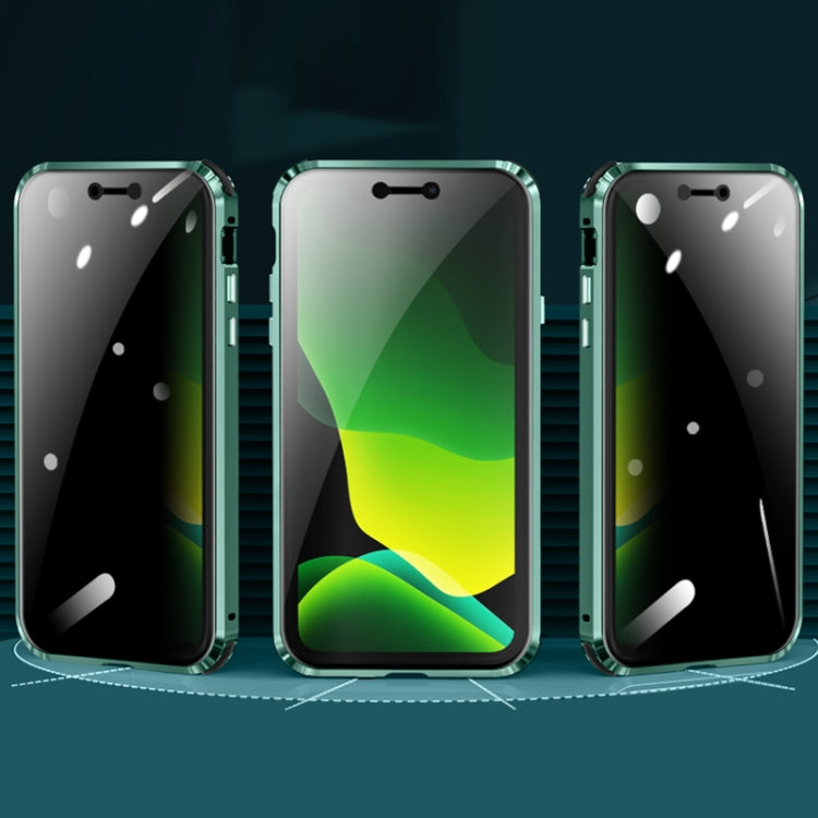 For iPhone 12 Pro Four-corner Shockproof Anti-peeping Magnetic Metal Frame Double-sided Tempered Glass Case(Black) by buy2fix