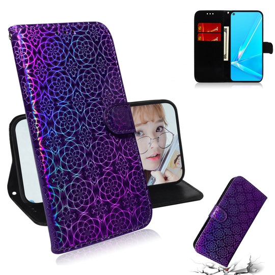 For OPPO A52 / A72 / A92 Solid Color Colorful Magnetic Buckle Horizontal Flip PU Leather Case with Holder & Card Slots & Wallet & Lanyard(Purple)
