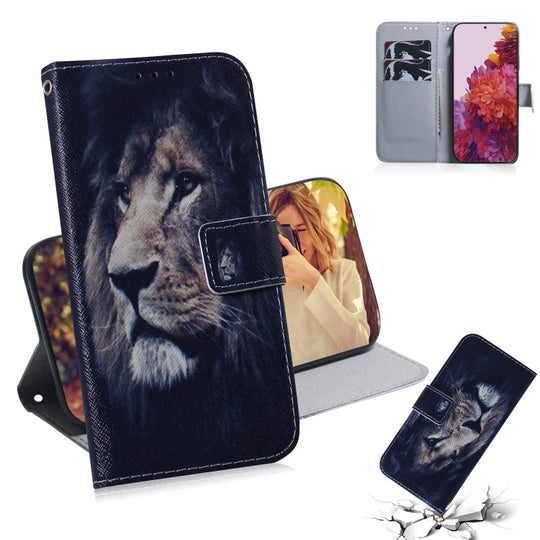 For Samsung Galaxy S21 Ultra 5G Coloured Drawing Horizontal Flip Leather Case, with Holder & Card Slots & Wallet(Lion)