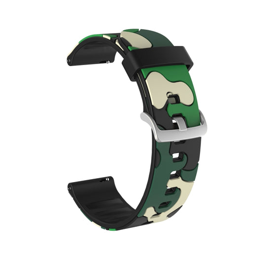 20mm For Amazfit GTR 2 / GTR 42mm Camouflage Silicone  Watch Band with Silver Buckle(4)