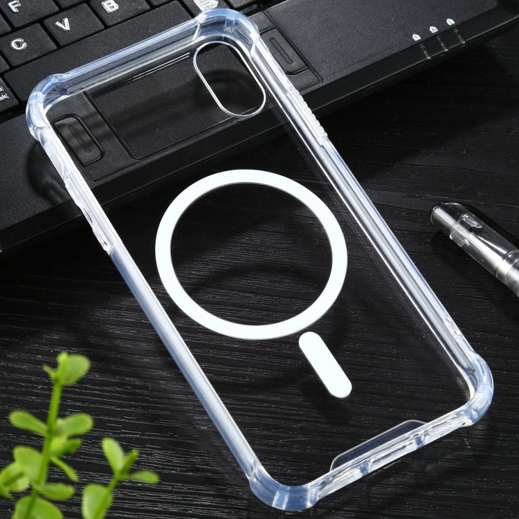 For iPhone XR Clear Four-corner Airbag Magnetic Shockproof Protective Magsafe Case by buy2fix