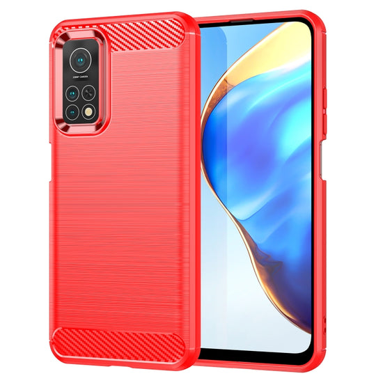 For Xiaomi Mi 10T Pro 5G Brushed Texture Carbon Fiber TPU Case(Red)