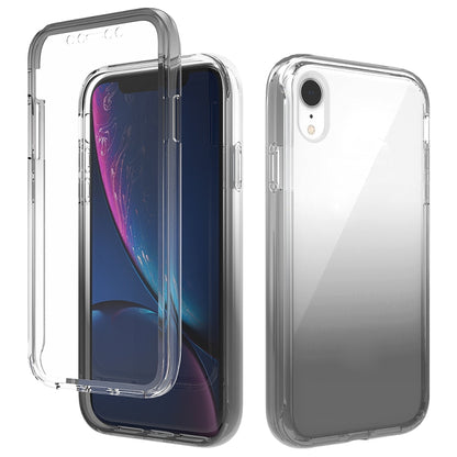 For iPhone XR Shockproof High Transparency Two-color Gradual Change PC+TPU Candy Colors Protective Case(Black) by buy2fix
