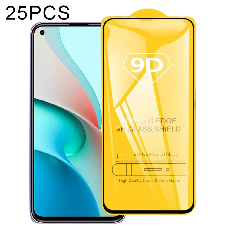 For Xiaomi Redmi Note 9 5G 25 PCS 9D Full Glue Full Screen Tempered Glass Film by buy2fix