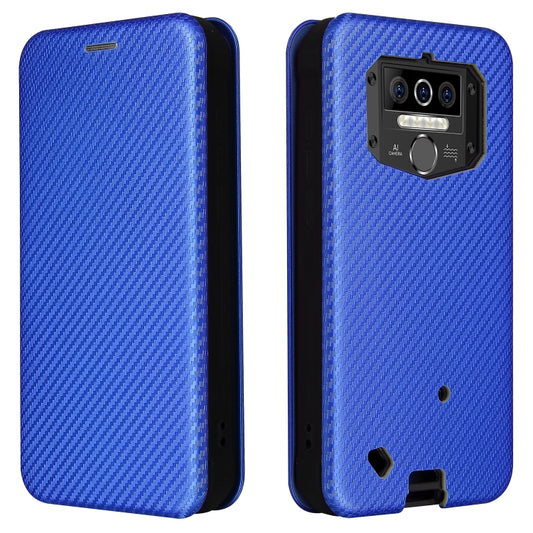 For Oukitel WP5 / WP5 Pro Carbon Fiber Texture Horizontal Flip TPU + PC + PU Leather Case with Card Slot(Blue) by buy2fix