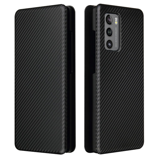 For LG Wing 5G Carbon Fiber Texture Horizontal Flip TPU + PC + PU Leather Case with Card Slot(Black) by buy2fix