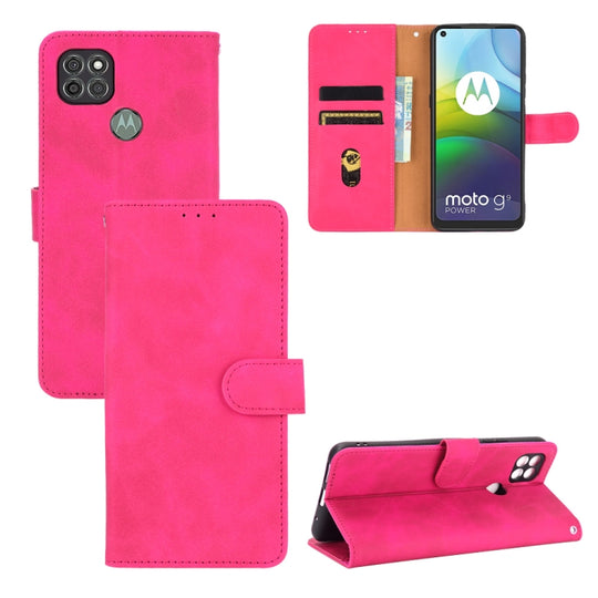 For Motorola Moto G9 Power Solid Color Skin Feel Magnetic Buckle Horizontal Flip Calf Texture PU Leather Case with Holder & Card Slots & Wallet(Rose Red)