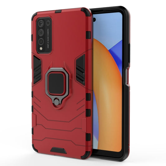 For Huawei Honor 10X Lite PC + TPU Shockproof Protective Case with Magnetic Ring Holder(Red) by buy2fix