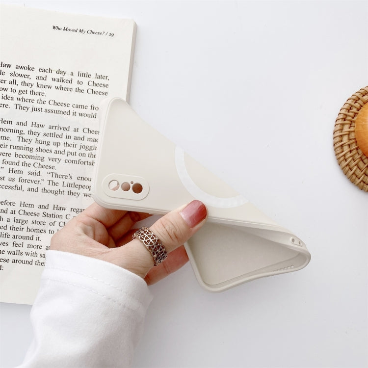 For iPhone X / XS Liquid Silicone Full Coverage Shockproof Magsafe Case(Beige) by buy2fix