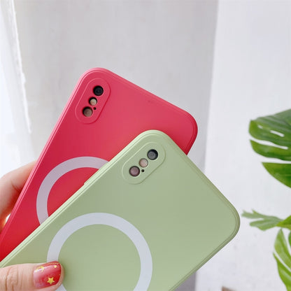 For iPhone X / XS Liquid Silicone Full Coverage Shockproof Magsafe Case(Beige) by buy2fix