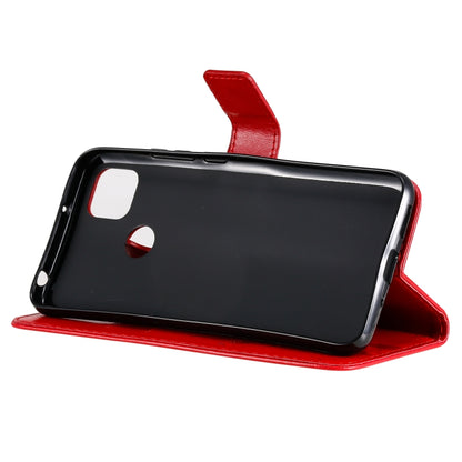 For Xiaomi Redmi 9C Tree & Cat Pattern Pressed Printing Horizontal Flip PU Leather Case with Holder & Card Slots & Wallet & Lanyard(Red) by buy2fix