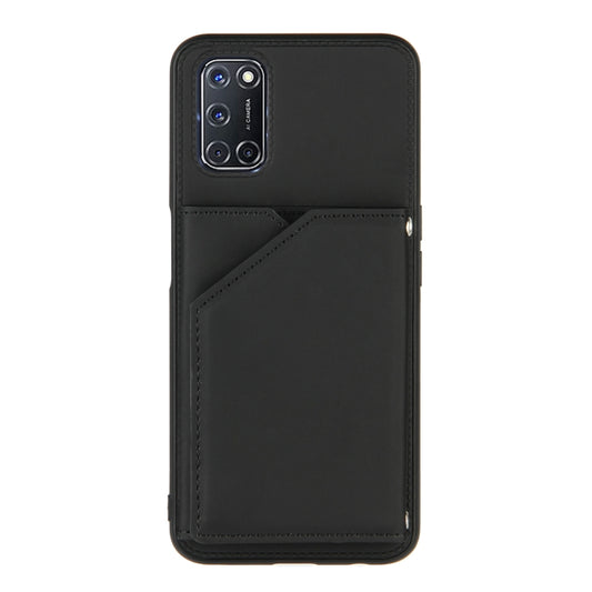 For OPPO A52 & A72 & A92 Skin Feel PU + TPU + PC Back Cover Shockproof Case with Card Slots & Holder & Photo Frame(Black) by buy2fix