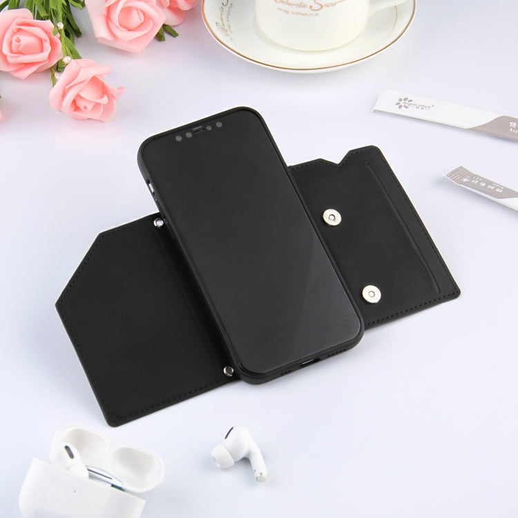 For iPhone 11 Skin Feel PU + TPU + PC Back Cover Shockproof Case with Card Slots & Holder & Photo Frame (Black) by buy2fix