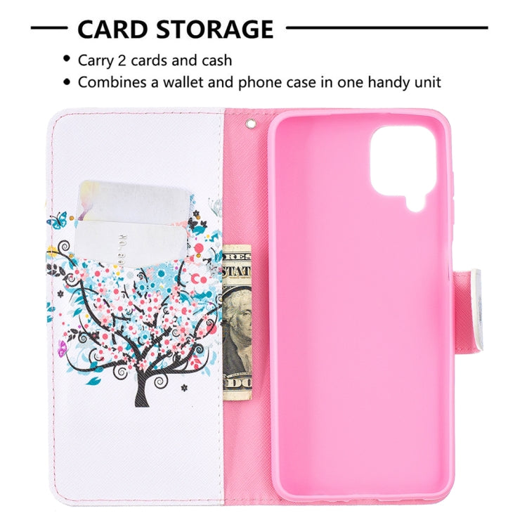 For Samsung Galaxy A12 Colored Drawing Pattern Horizontal Flip Leather Case with Holder & Card Slots & Wallet(Little Tree) - Samsung Accessories by buy2fix | Online Shopping UK | buy2fix