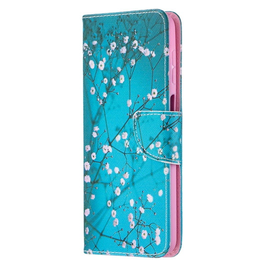 For Samsung Galaxy A12 Colored Drawing Pattern Horizontal Flip Leather Case with Holder & Card Slots & Wallet(Plum Blossom) by buy2fix