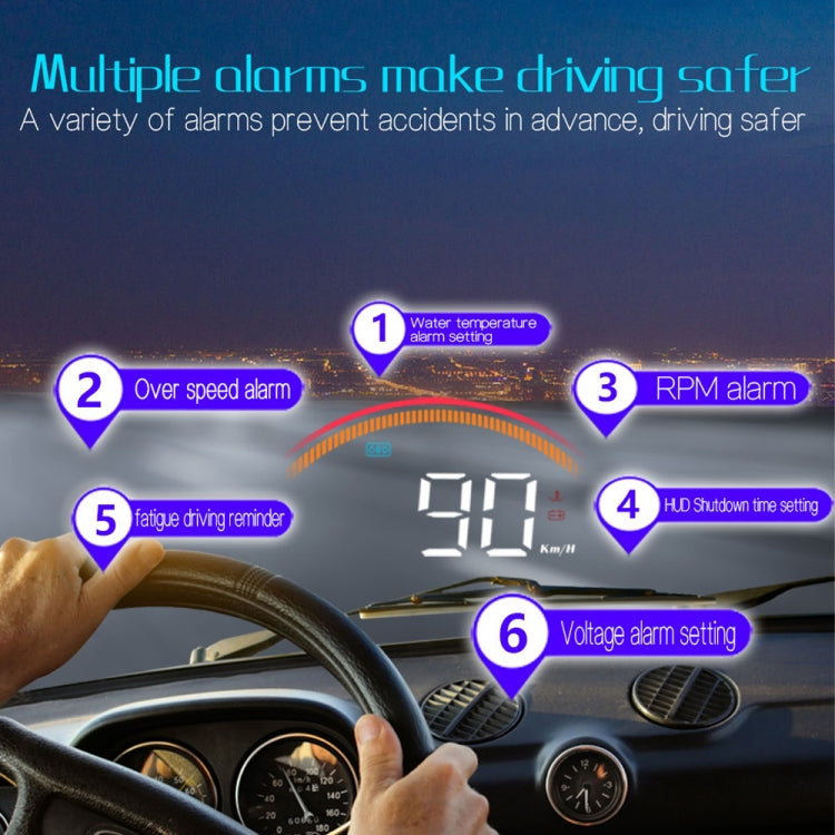 M11 Car OBD2 + GPS Mode Head-up Display HUD Overspeed / Speed / Water Temperature Alarm -  by buy2fix | Online Shopping UK | buy2fix