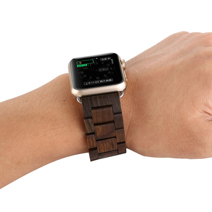 Wooden Watch Band For Apple Watch Series 7 45mm / 6 & SE & 5 & 4 44mm / 3 & 2 & 1 42mm(Dark Brown) - Watch Bands by buy2fix | Online Shopping UK | buy2fix