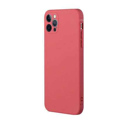 For iPhone 12 Pro Max Straight Edge Solid Color TPU Shockproof Case(Hawthorn Red) by buy2fix