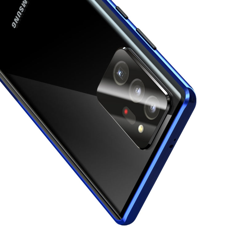 For Samsung Galaxy Note20 Magnetic Metal Frame Double-sided Tempered Glass Case(Blue) by buy2fix