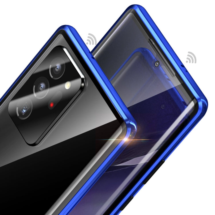 For Samsung Galaxy Note20 Ultra Magnetic Metal Frame Double-sided Tempered Glass Case(Blue) by buy2fix