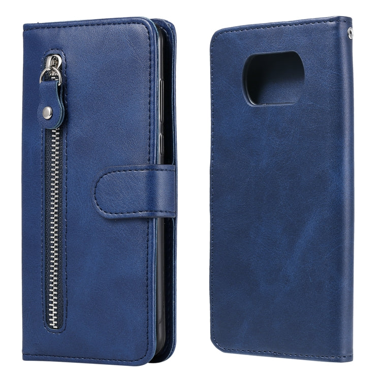 For Xiaomi Poco X3 NFC Fashion Calf Texture Zipper Horizontal Flip Leather Case with Stand & Card Slots & Wallet Function(Blue) by buy2fix