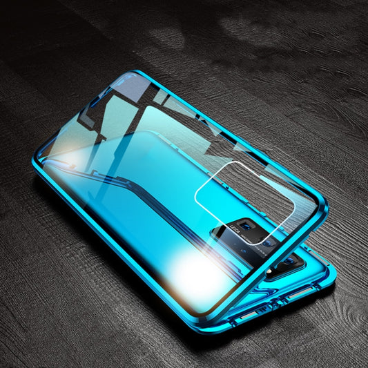 For Huawei P40 Pro Magnetic Metal Frame Double-sided Tempered Glass Case(Silver) by buy2fix