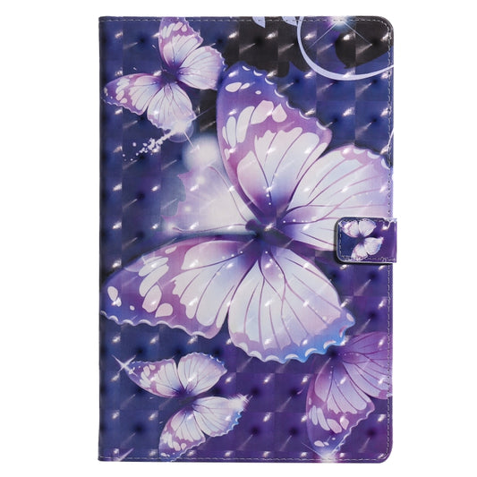 For Lenovo Tab M10 Plus TB-X606F 3D Painted Pattern Horizontal Flip Leather Case with Holder & Card Slots & Wallet & Sleep / Wake-up Function (Purple Butterfly) by buy2fix