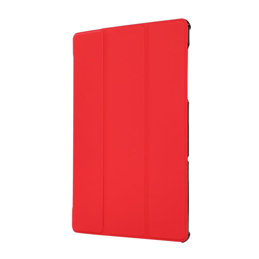 3-folding Skin Texture Horizontal Flip TPU + PU Leather Case with Holder For Lenovo M10 Plus(Red) by buy2fix