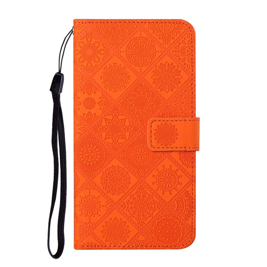 For iPhone SE 2022 / SE 2020 / 8 / 7 Ethnic Style Embossed Pattern Horizontal Flip Leather Case with Holder & Card Slots & Wallet & Lanyard(Orange) by buy2fix
