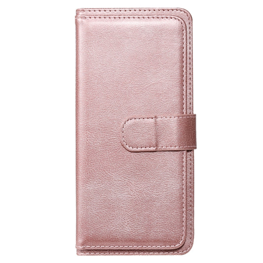 For OPPO A9 (2020) / A11x / A5 (2020) Multifunctional Magnetic Copper Buckle Horizontal Flip Solid Color Leather Case with 10 Card Slots & Wallet & Holder & Photo Frame(Rose Gold) by buy2fix
