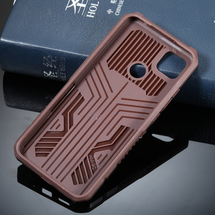 For Xiaomi Redmi 9C Armor Warrior Shockproof PC + TPU Protective Case(Coffee) by buy2fix