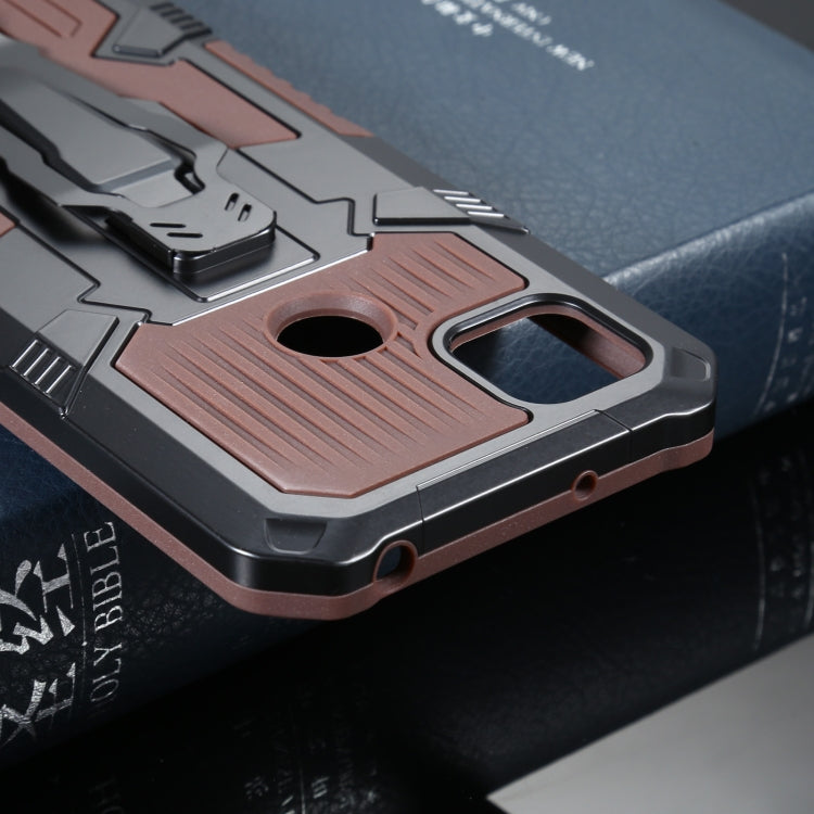 For Xiaomi Redmi 9C Armor Warrior Shockproof PC + TPU Protective Case(Coffee) by buy2fix