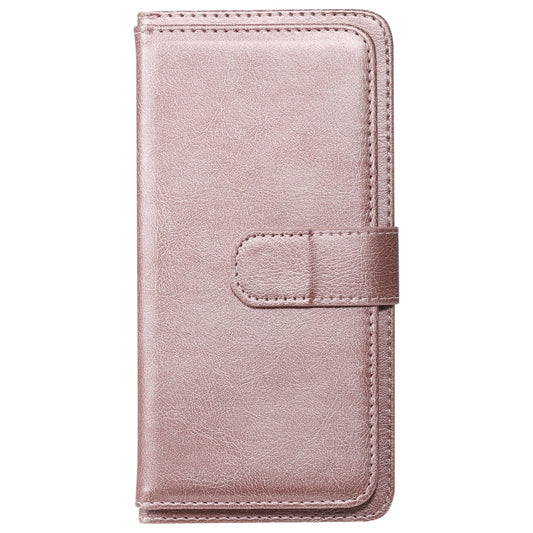 For Oneplus Nord Multifunctional Magnetic Copper Buckle Horizontal Flip Solid Color Leather Case with 10 Card Slots & Wallet & Holder & Photo Frame(Rose Gold) by buy2fix