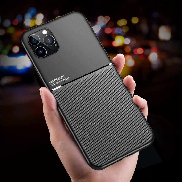 For iPhone 12 / 12 Pro Classic Tilt Strip Grain Magnetic Shockproof PC + TPU Case(Black) by buy2fix