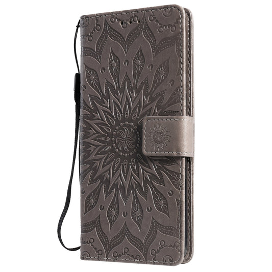 For OPPO Realme 7i / C17 Sun Embossing Pattern Horizontal Flip Leather Case with Card Slot & Holder & Wallet & Lanyard(Grey) by buy2fix