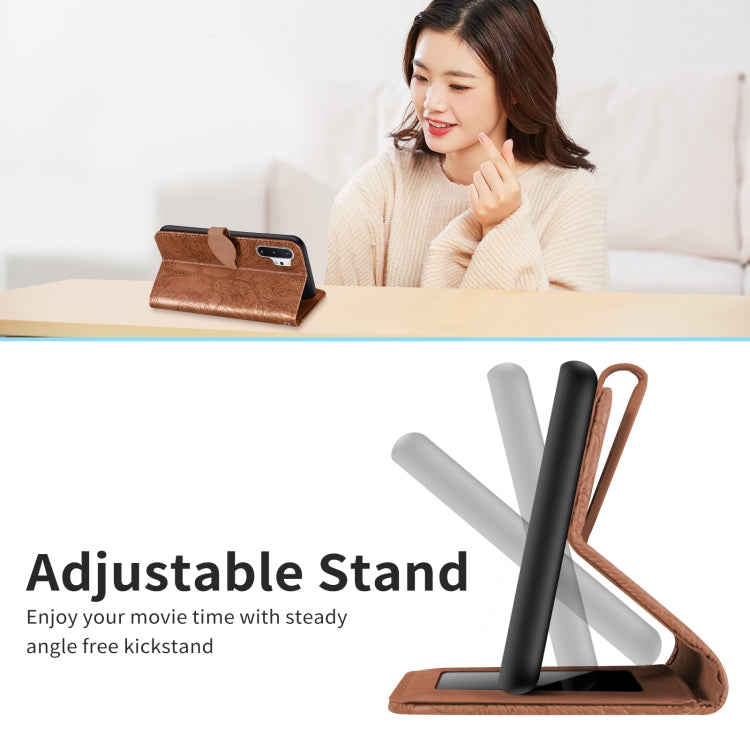 For Samsung Galaxy Note10+ Life of Tree Embossing Pattern Horizontal Flip Leather Case with Holder & Card Slot & Wallet & Photo Frame & Lanyard(Brown) by buy2fix