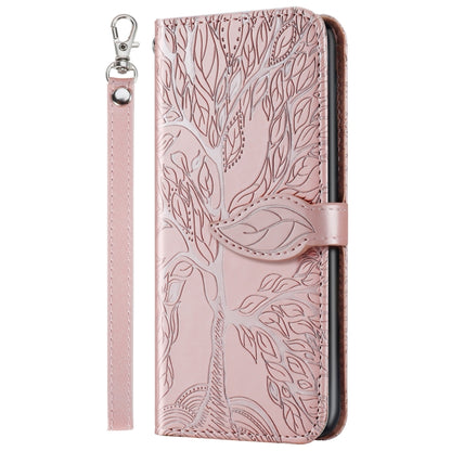 For Samsung Galaxy Note20 Ultra Life of Tree Embossing Pattern Horizontal Flip Leather Case with Holder & Card Slot & Wallet & Photo Frame & Lanyard(Rose Gold) by buy2fix