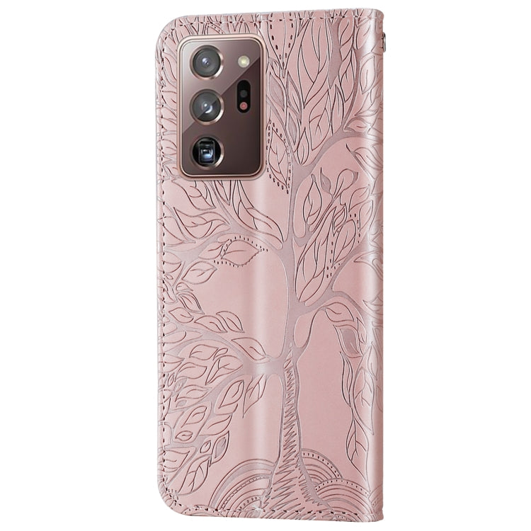 For Samsung Galaxy Note20 Ultra Life of Tree Embossing Pattern Horizontal Flip Leather Case with Holder & Card Slot & Wallet & Photo Frame & Lanyard(Rose Gold) by buy2fix