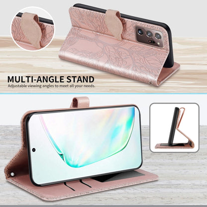 For Samsung Galaxy Note20 Ultra Life of Tree Embossing Pattern Horizontal Flip Leather Case with Holder & Card Slot & Wallet & Photo Frame & Lanyard(Rose Gold) by buy2fix